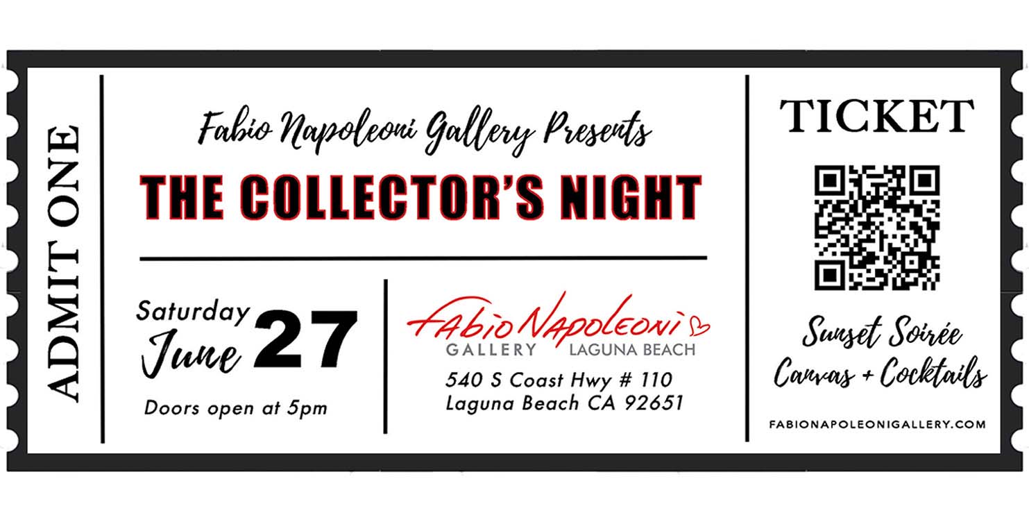 Event ticket for 'The Collector's Night' at Fabio Napoleoni Gallery with time of event details